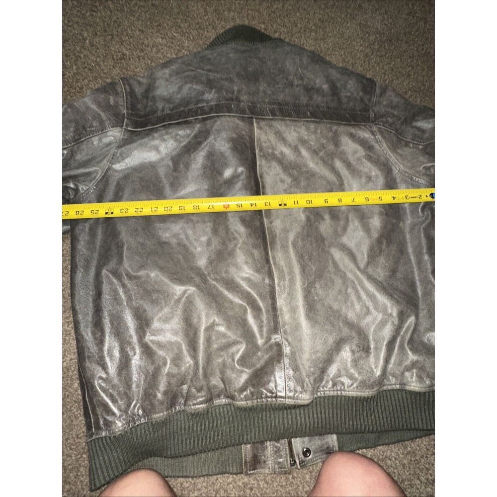 Knoles & Carter Bomber Coat 4XL Olive‎ Green Leather Button Zip Up Quilted Men - Picture 14 of 14